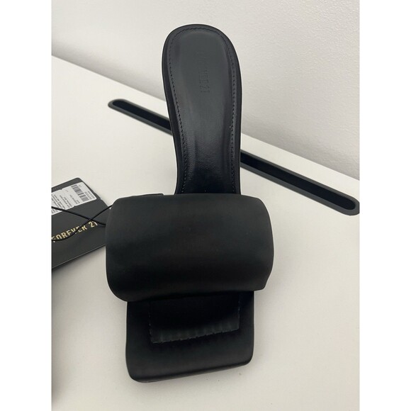 Forever 21 Women’s Sandals Heels Black Square Open Toe Size 7.5 - Picture 4 of 12